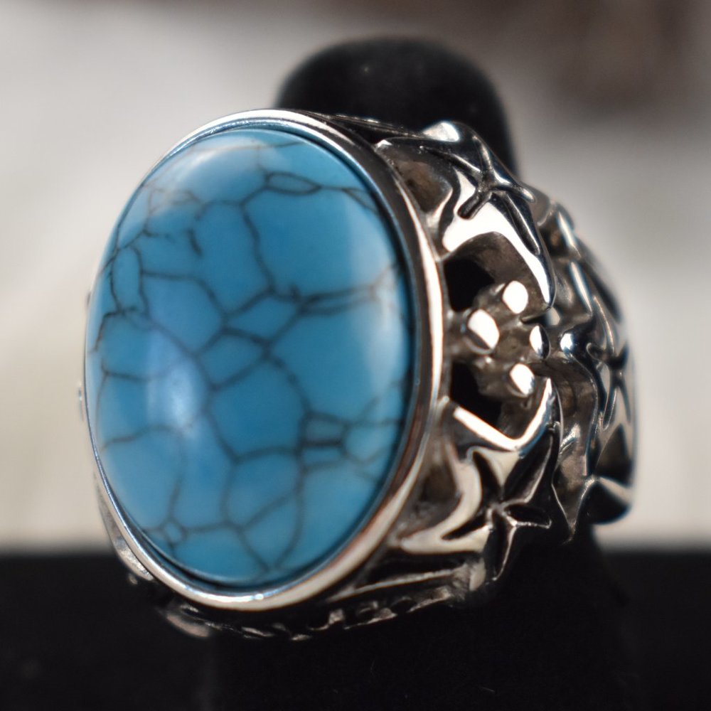 Blue Howlite Ring - Picture 3 of 4